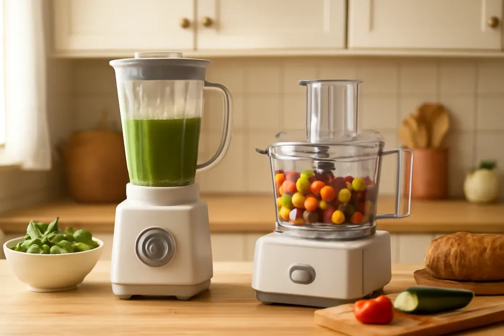 Photo illustrating blender vs food processor