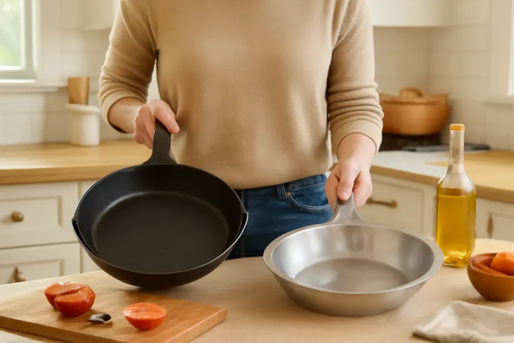 A second photo showing a related step or detail for cast iron vs stainless steel searing