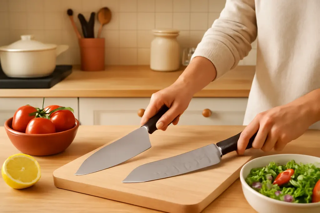 A second photo showing a related step or detail for chefs knife vs santoku knife