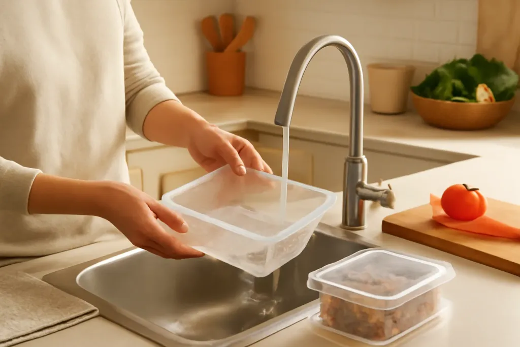 A second photo showing a related step or detail for freezer safe meal prep containers