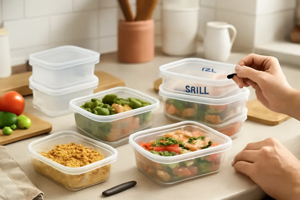 Photo illustrating freezer safe meal prep containers