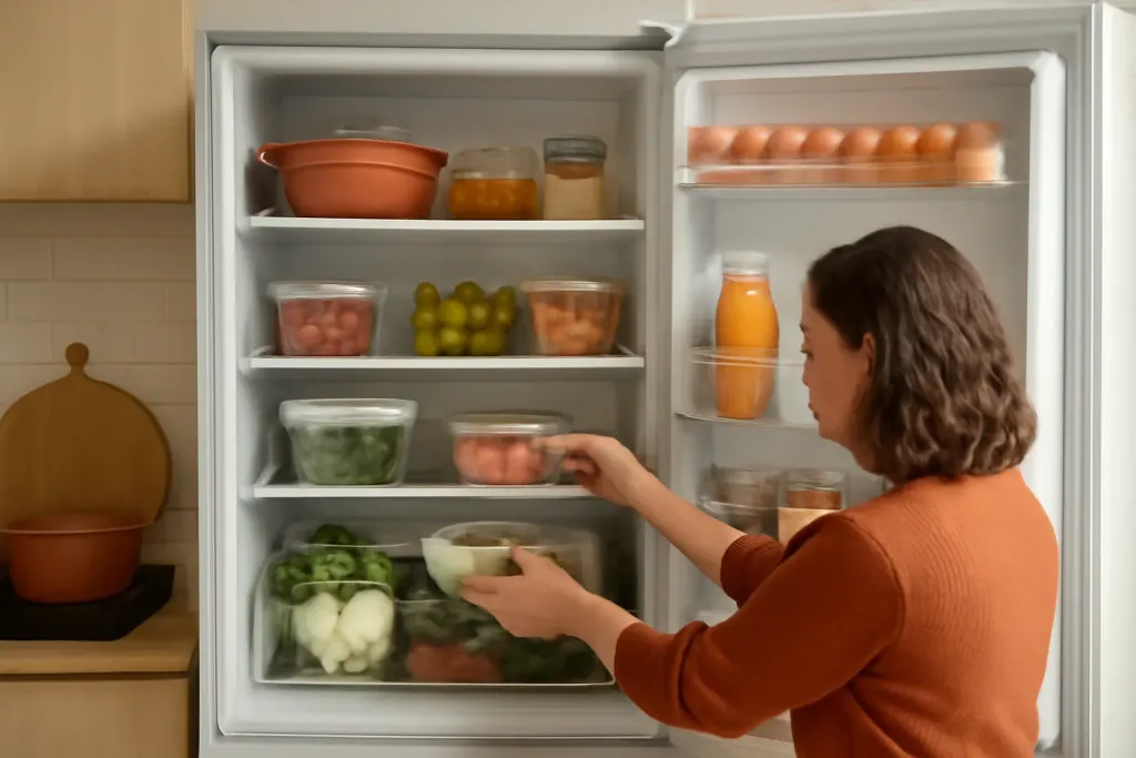 Photo illustrating organize fridge family of four