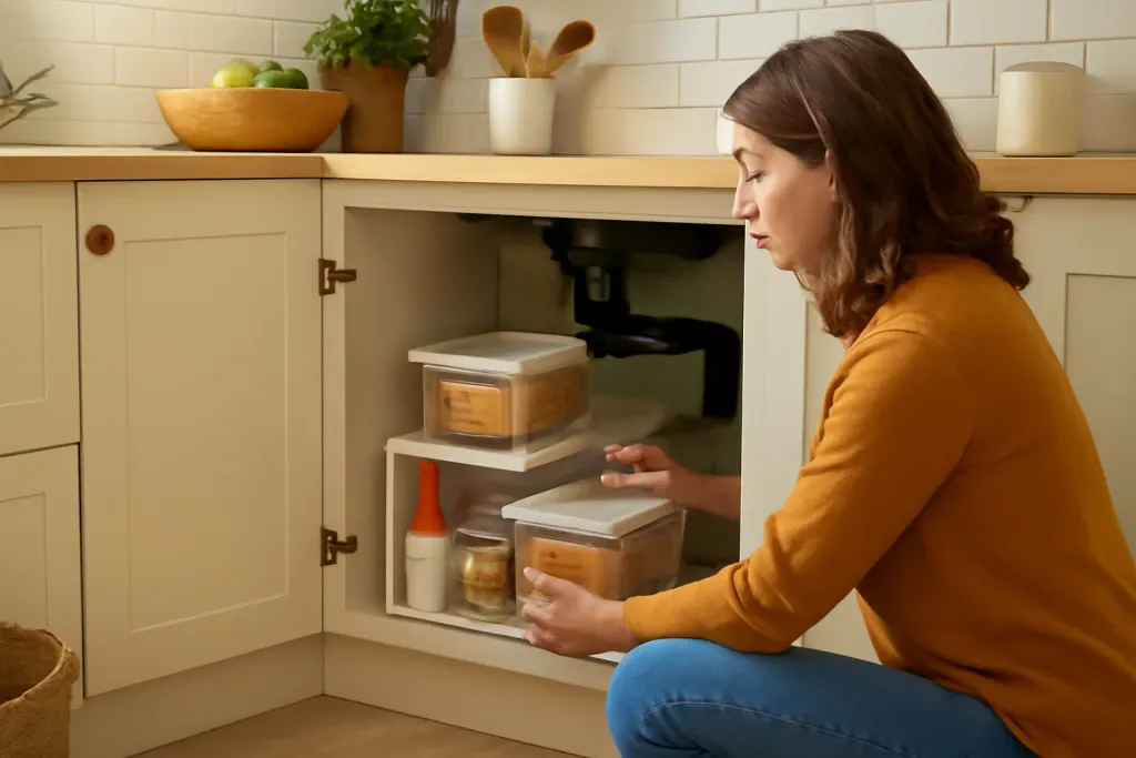 A second photo showing a related step or detail for organize under sink kitchen storage