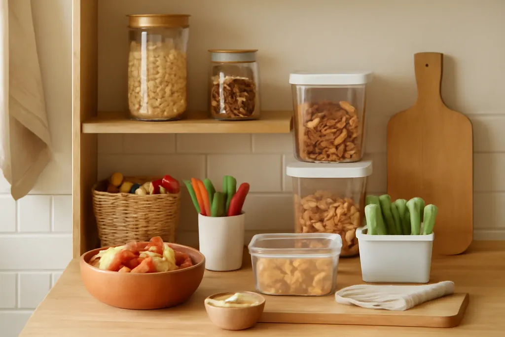 Photo illustrating kids snack station kitchen