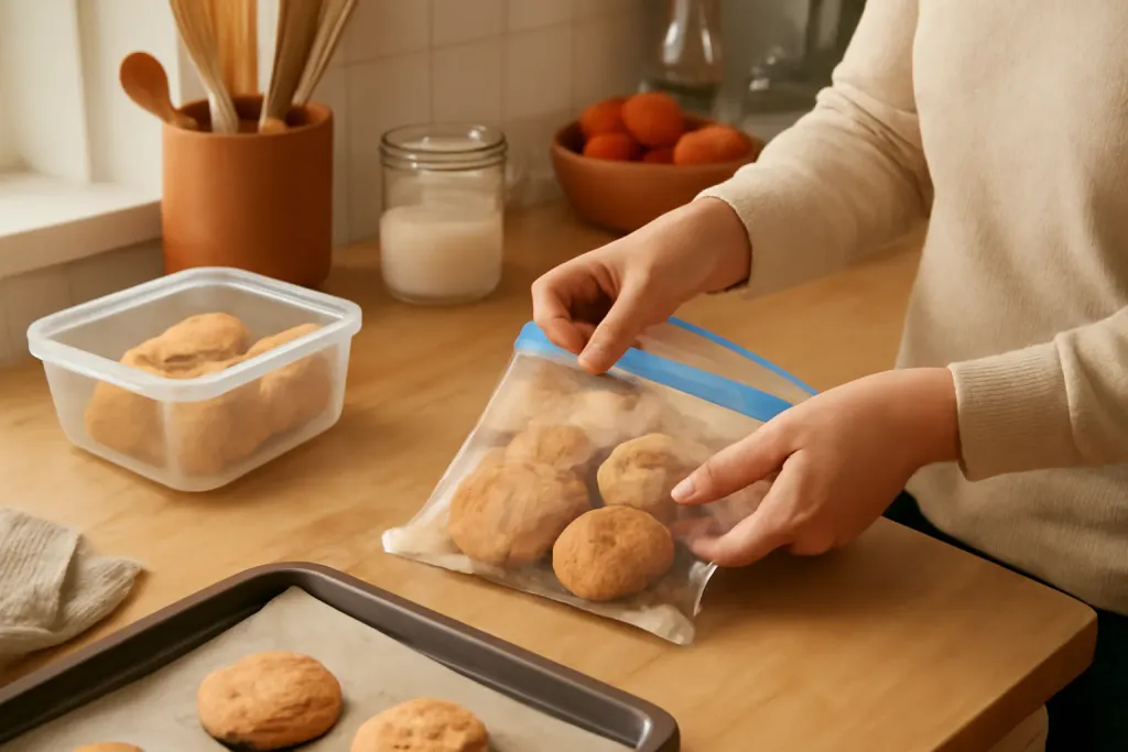 A second photo showing a related step or detail for how to store baked goods