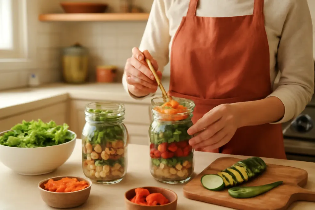 A second photo showing a related step or detail for mason jar meal prep guide