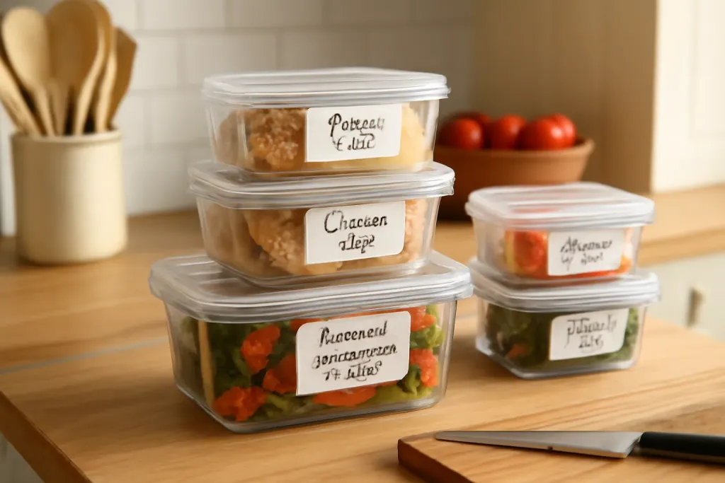 Photo illustrating meal prep labeling system