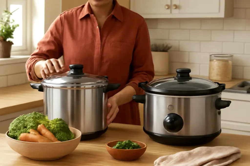 A second photo showing a related step or detail for pressure cooker vs slow cooker