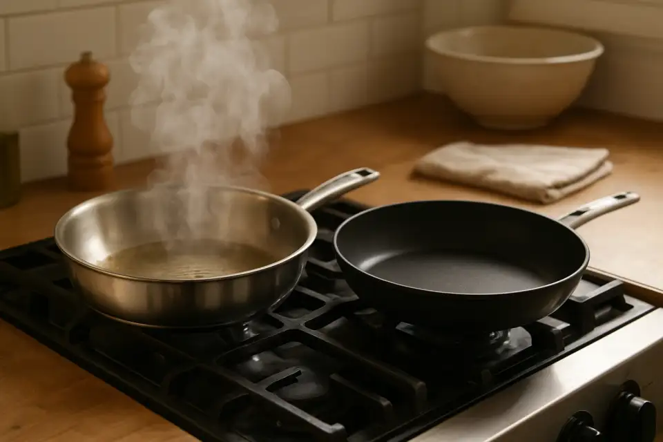 Editorial photograph (generic category image, not the exact linked listing) representing nonstick starter frying pan set