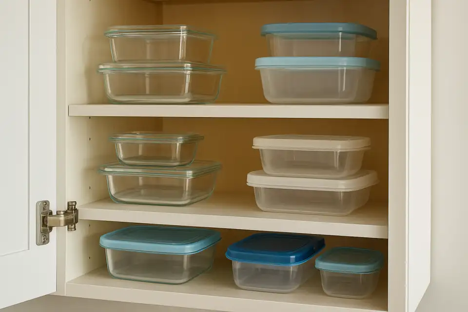 Editorial photograph (generic category image, not the exact linked listing) representing glass food storage set