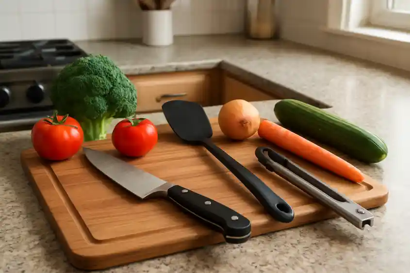 Editorial photograph (generic category image, not the exact linked listing) representing silicone utensil set