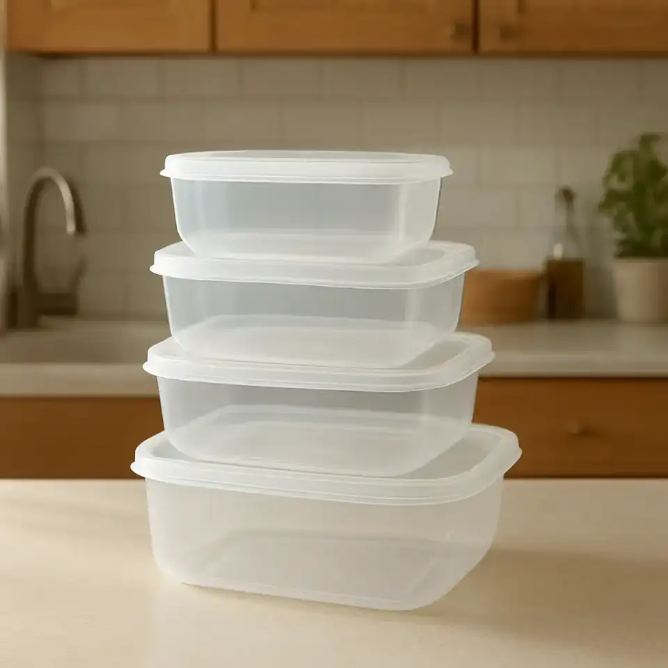 AI-generated editorial product photograph (not the exact linked listing) of bpa-free plastic storage set