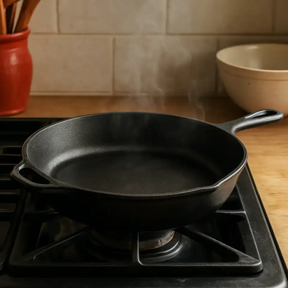 AI-generated editorial product photograph (not the exact linked listing) of cast-iron skillet