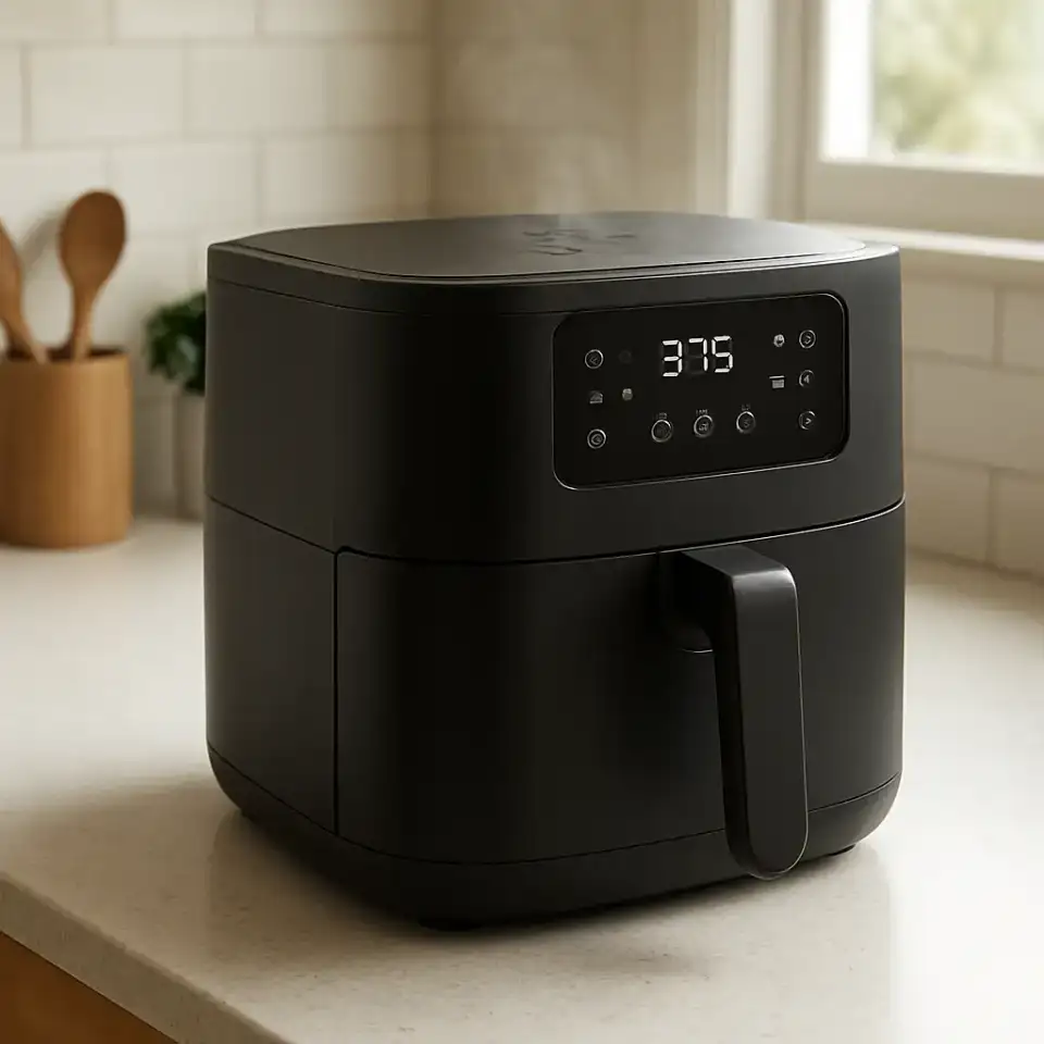AI-generated editorial product photograph (not the exact linked listing) of family-size air fryer