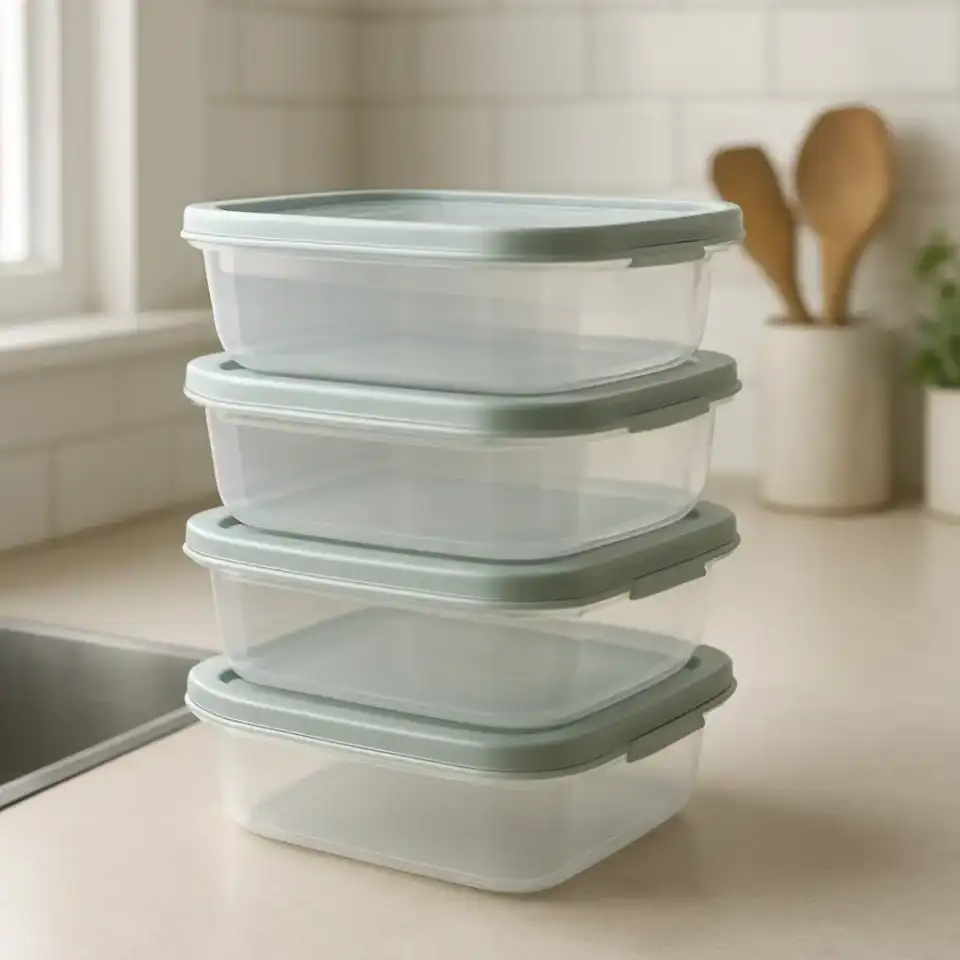 AI-generated editorial product photograph (not the exact linked listing) of leakproof lunch container set