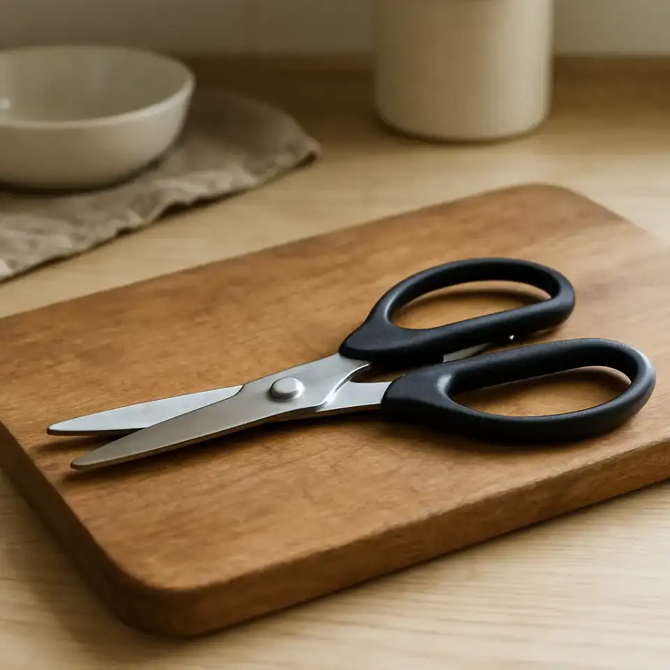 AI-generated editorial product photograph (not the exact linked listing) of multi-purpose kitchen shears